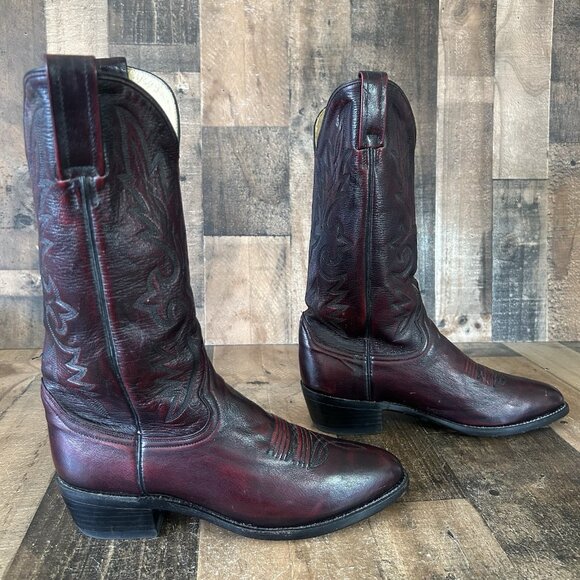 Dan Post 2112 R Black Cherry Western Cowboy Boots Mens 8.5 D - Picture 12 of 12